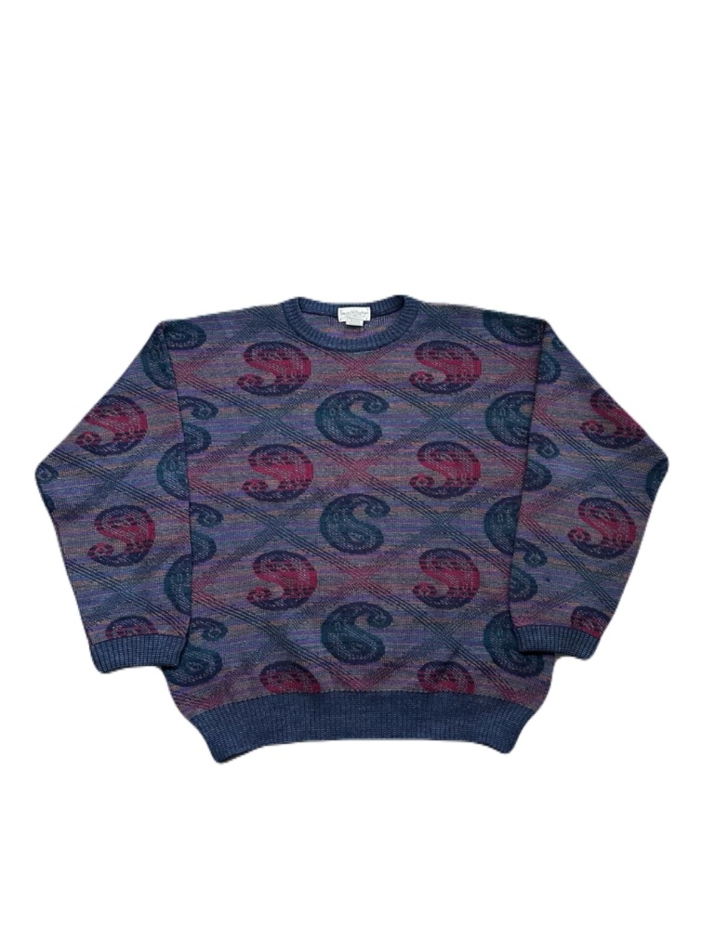 VTG TRICOTS ST RAPHAELS MENS KNIT PAISLEY PURE WOOL SWEATER MULTICOLOR SZ XL